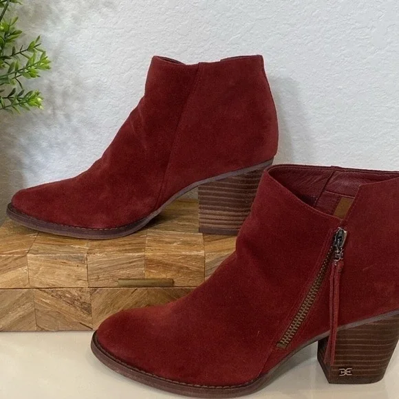 Sam Edelman Macon Ankle Boot Spiced Mahogany Suede Size 7.5 - Picture 3 of 15